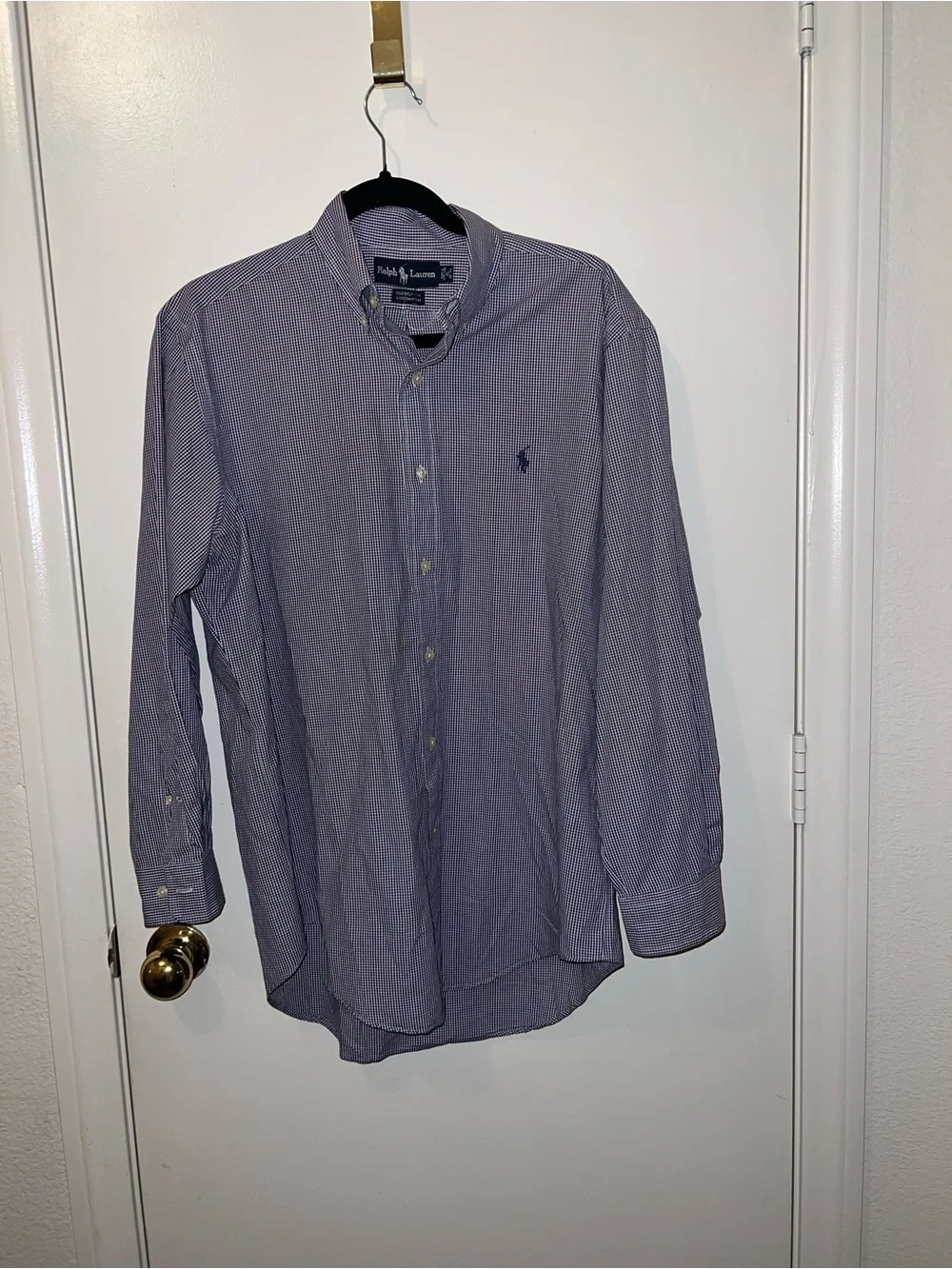 Polo by Ralph Lauren Purple and White Micro-Check Button-Down Shirt